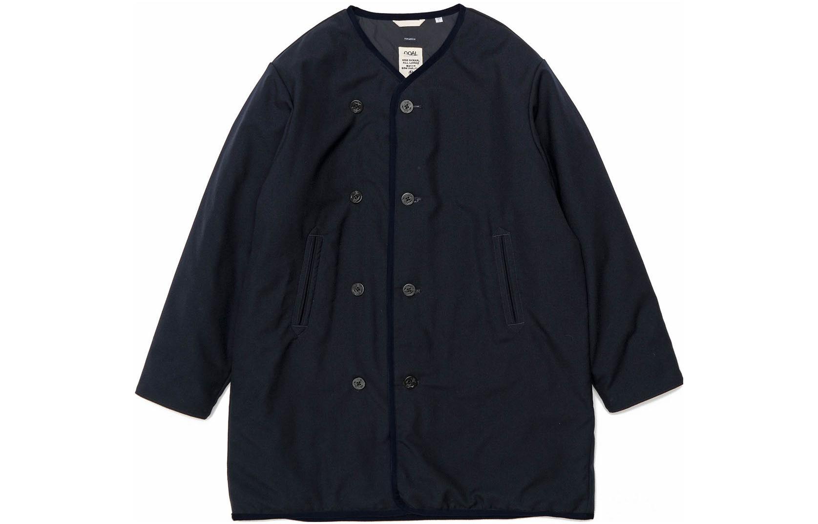 Nanamica FW22 Solid V-Neck Double-Breasted Jacket Black SUBF271