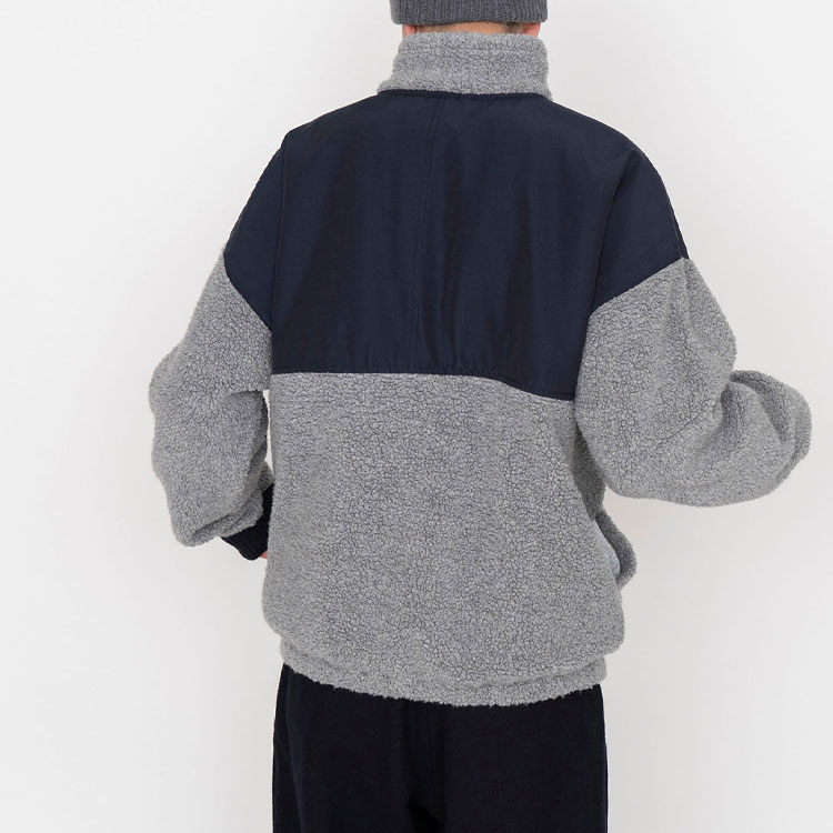 Sizing Nanamica FW22 复古羊毛抓绒拼色拉链夹克 男女同款外套 SUAF275