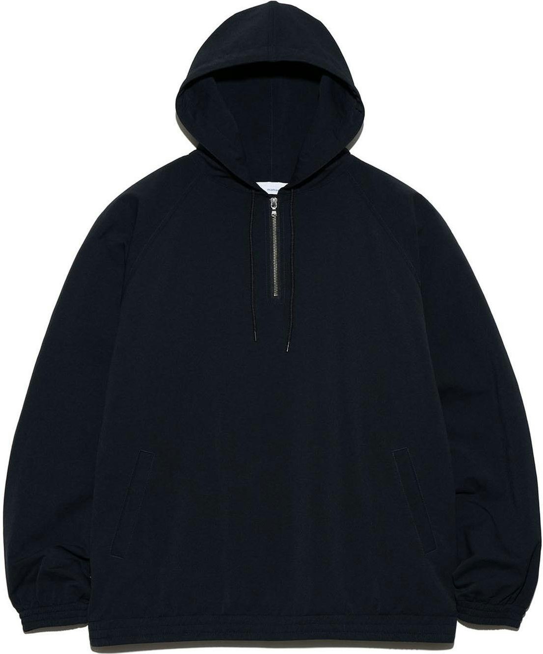 nanamica-fw-24-half-zip-hoodie-black-casual-sweatshirt-with-drawstring-hem-s24-fa-041-k