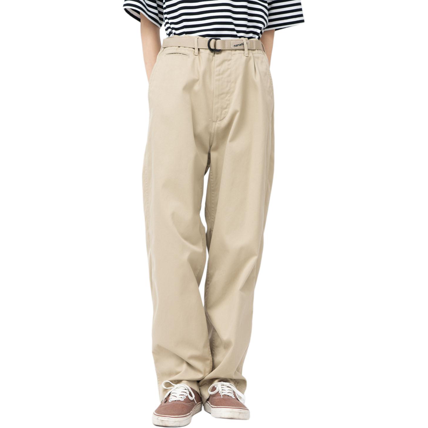 Lookbook Nanamica FW24 卡其色寬鬆版斜紋拉鍊休閒長褲 男女皆宜 SUCS401-KK