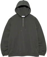 Nanamica FW24 Olive Half-Zip Hoodie with Elastic Drawcord Hem S24FA041-OL Nanamica FW24 Olive Half-Zip Hoodie with Elastic Drawcord Hem S24FA041-OL