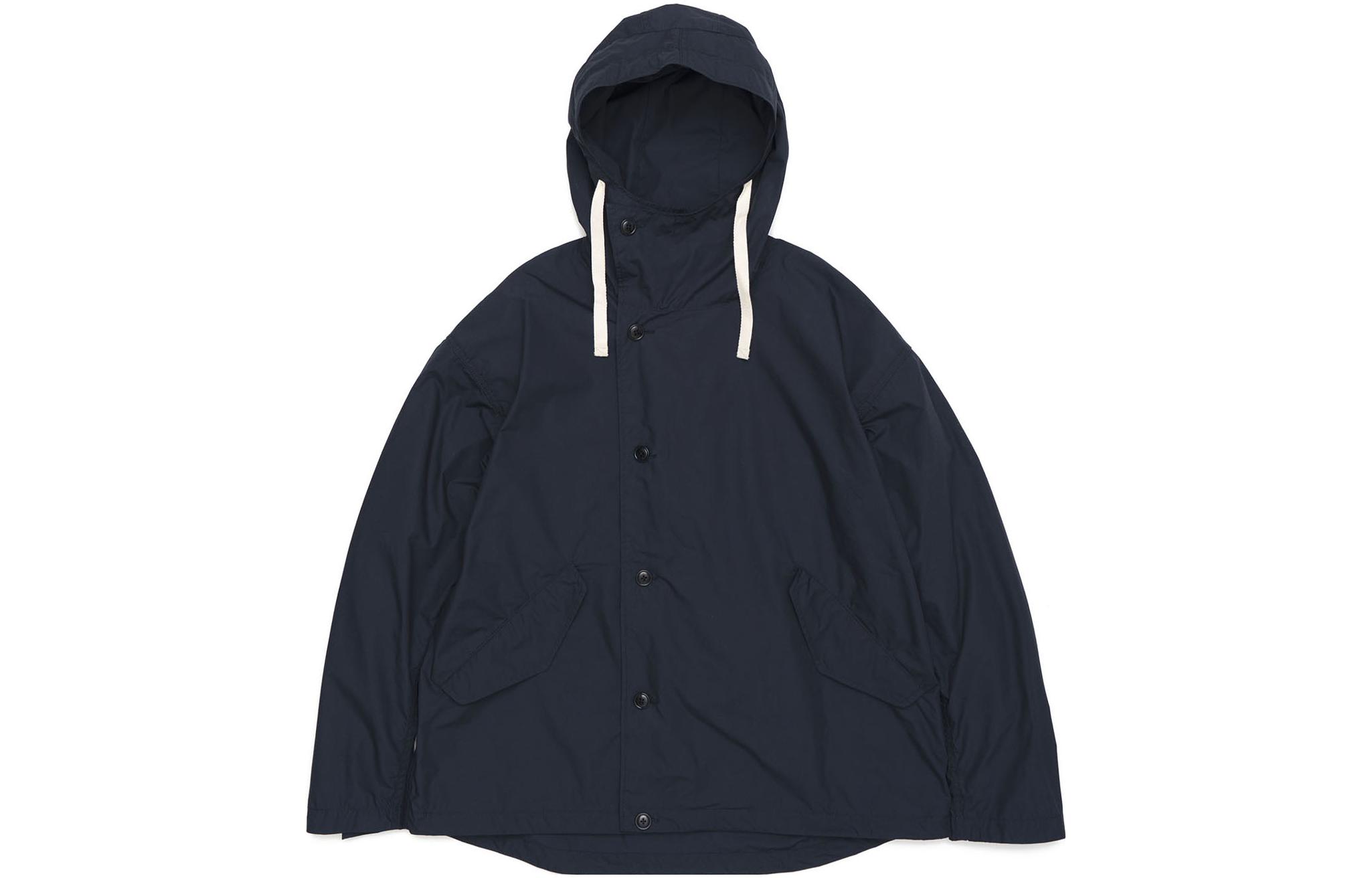 Nanamica Hooded Jacket Solid Color Waterproof Coat Unisex with Drawstring. SUAS335