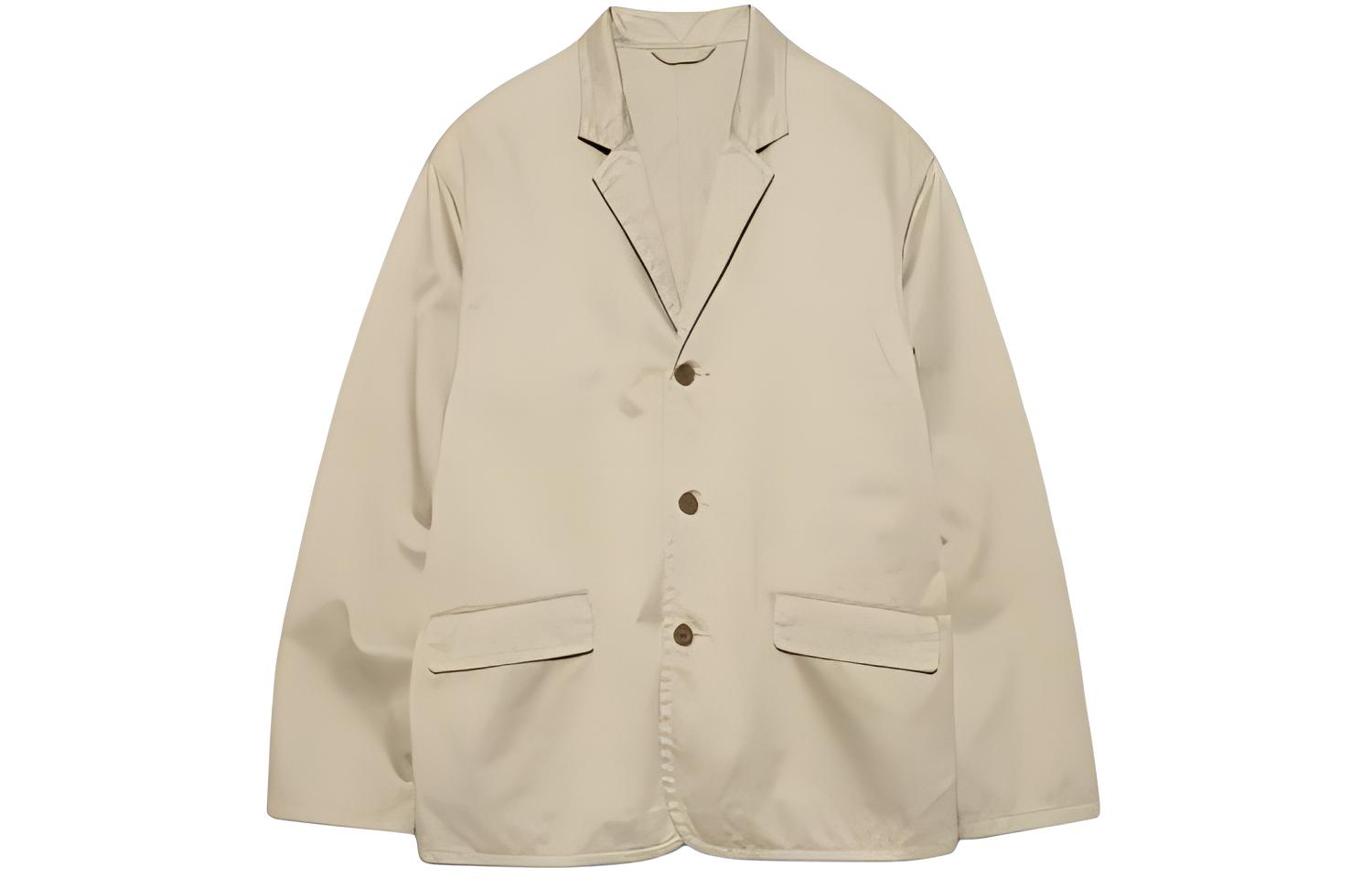 Nanamica Khaki Single-Breasted Relaxed Fit Blazer Jacket for Men SUAS300KK