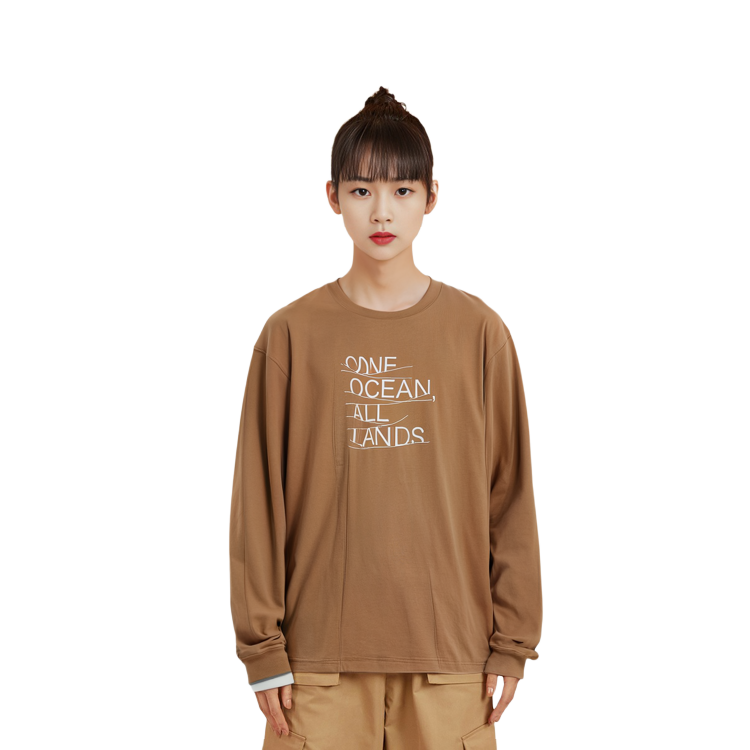 Sizing Nanamica 字母印花卫衣 原味可可色 男女款套头衫 SUHF370-MOCHA