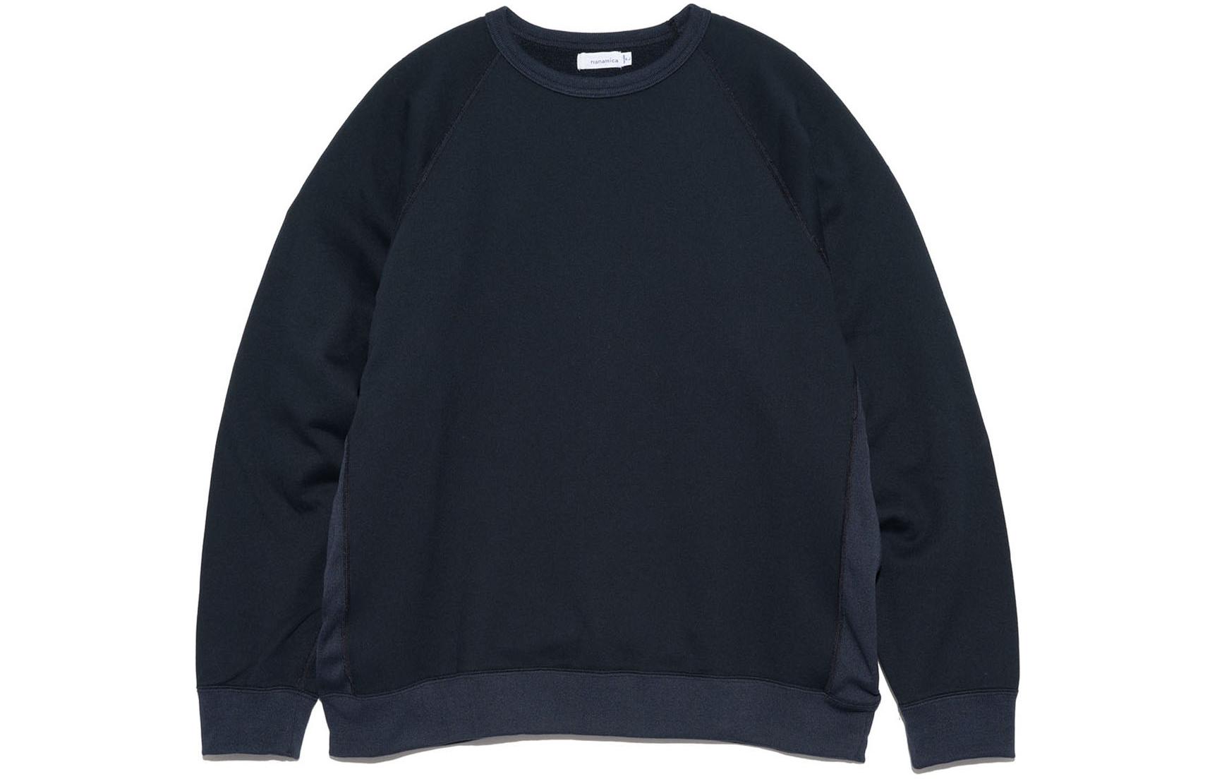 Nanamica Navy Patchwork Crewneck Sweatshirt Unisex Casual Long Sleeve Pullover SUHF353-DN