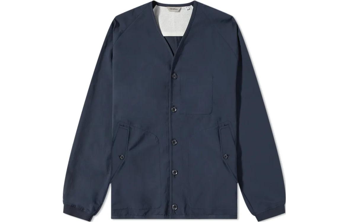 Nanamica Navy Single-Button V-Neck Slim Fit Jacket SUHS328E-N