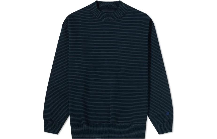 Nanamica Navy Striped Print Crewneck Long Sleeve Sweatshirt Men SUHF184