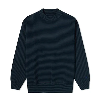 Nanamica Navy Striped Print Crewneck Long Sleeve Sweatshirt Men SUHF184