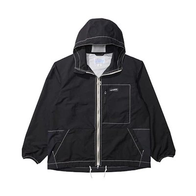 Nanamica Solid Color Embroidered Logo Hoodie Zip Jacket Black Mens SUAS038