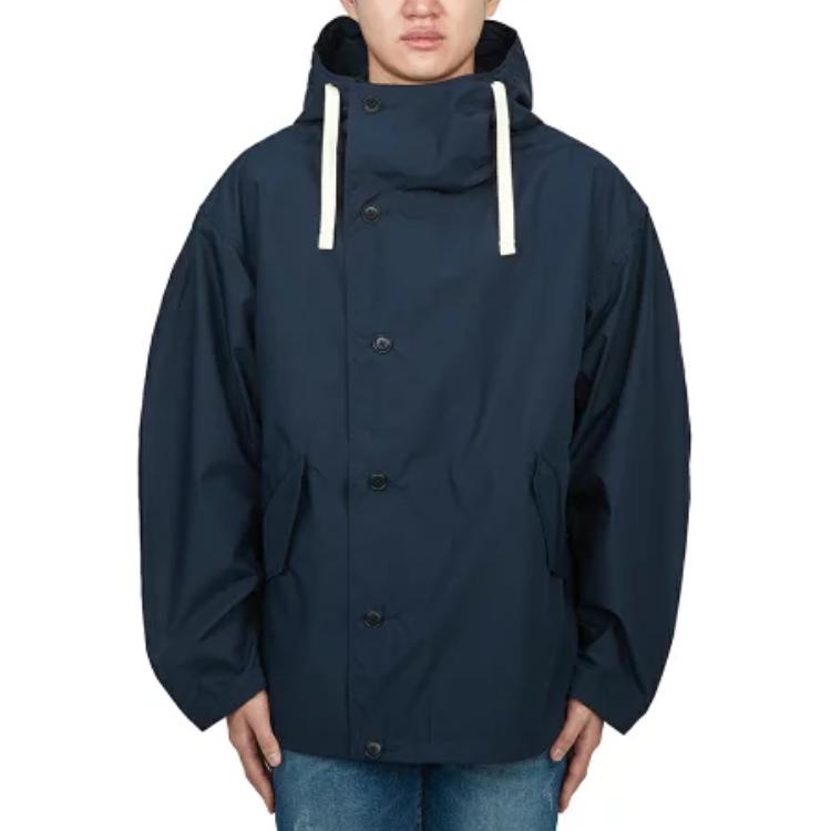 Nanamica Solid Single-Breasted Hooded Jacket Navy Blue - SUAF370E-NAVY