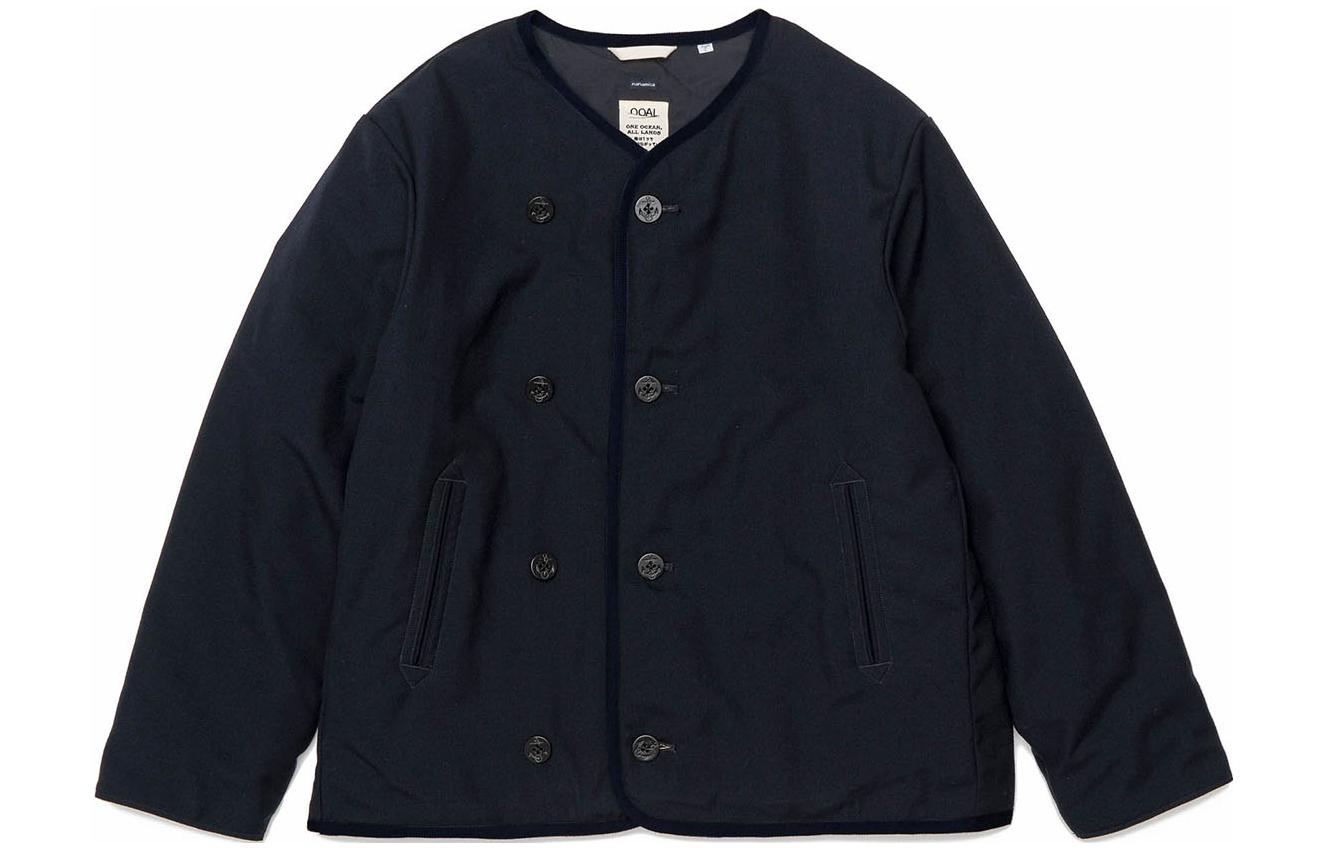 Nanamica Solid Single-Breasted V-Neck Jacket Unisex Blue SUAF273