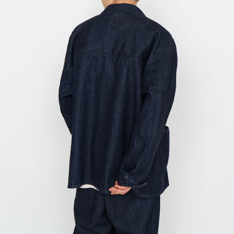 Shop nanamica SS23 純色長袖丹寧外套 大側口袋設計 SUAS303