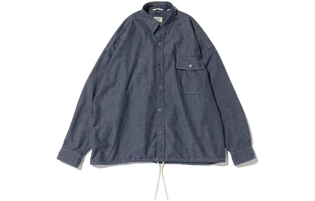 Nanamica SS23 Solid Drawstring Hem Long-Sleeve Collared Jacket Unisex Blue 1059201200002