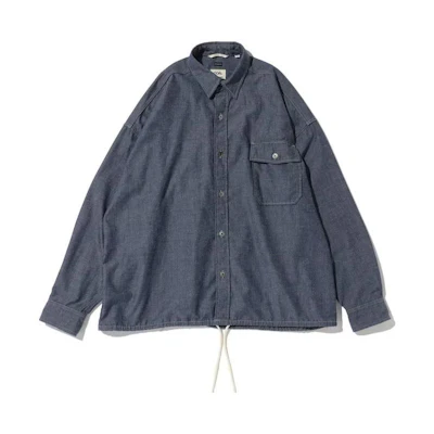 Nanamica SS23 Solid Drawstring Hem Long-Sleeve Collared Jacket Unisex Blue 1059201200002