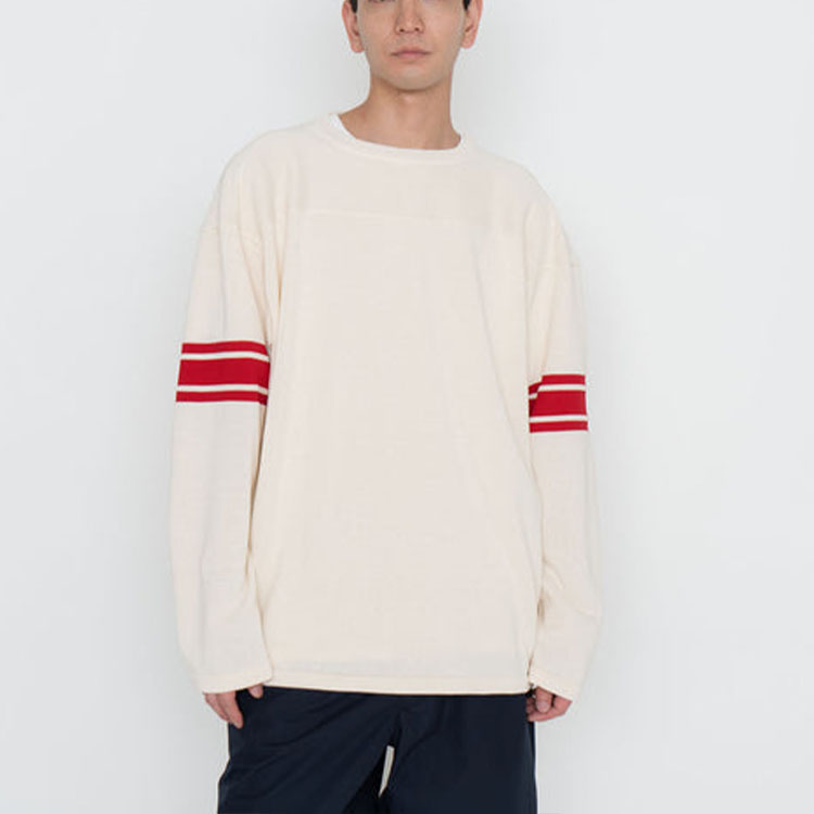 Shop nanamica SS24 條紋長袖圓領針織毛衣 SUHS408U