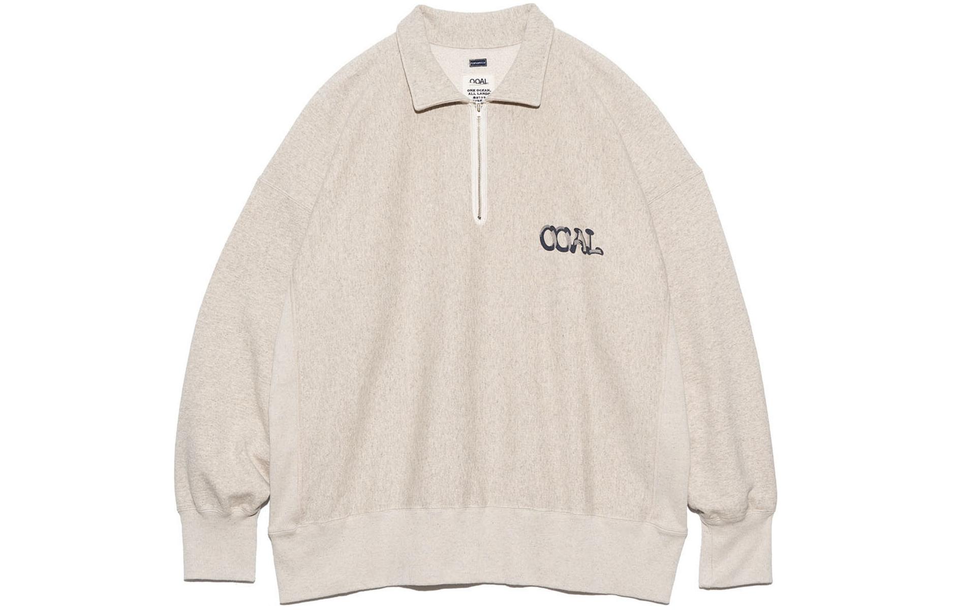 Nanamica SS24 Loose Fit Polo Collar Pullover Sweatshirt Beige () SUHS406-EC