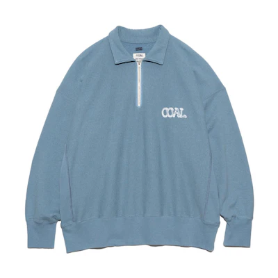 Nanamica SS24 Loose Pullover Collared Long Sleeve Sweatshirt Sax Blue Men SUHS406-SX