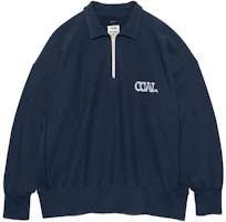 Nanamica SS24 Navy Blue Oversized Pullover Collared Long-Sleeve Sweatshirt Men SUHS406-N Nanamica SS24 Navy Blue Oversized Pullover Collared Long-Sleeve Sweatshirt Men SUHS406-N