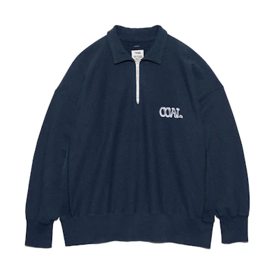 Nanamica SS24 Navy Blue Oversized Pullover Collared Long-Sleeve Sweatshirt Men SUHS406-N