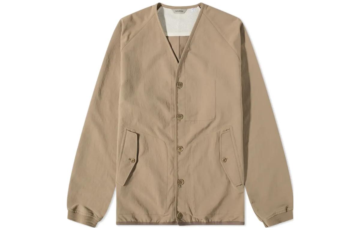 Nanamica V-Neck Button-Up Slim Fit Jacket Grey Brown SUHS328E-TU