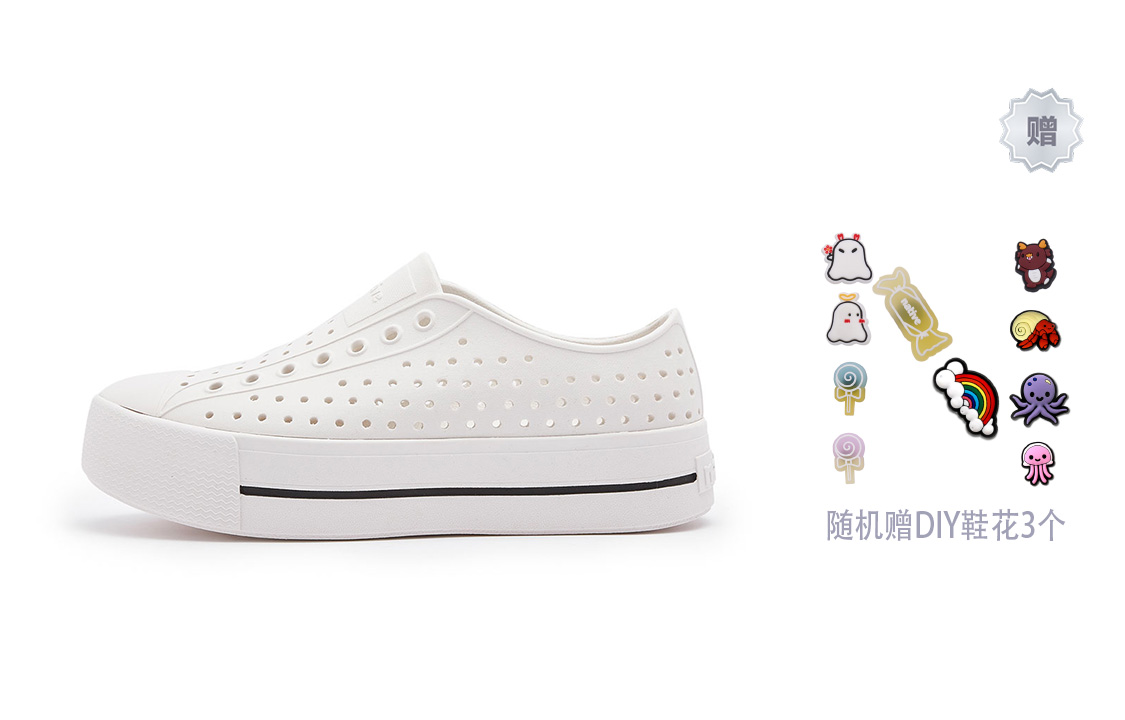 Native Shoes Jefferson Hi Platform Classic White Breathable Lightweight Shoes. 11403100-1900