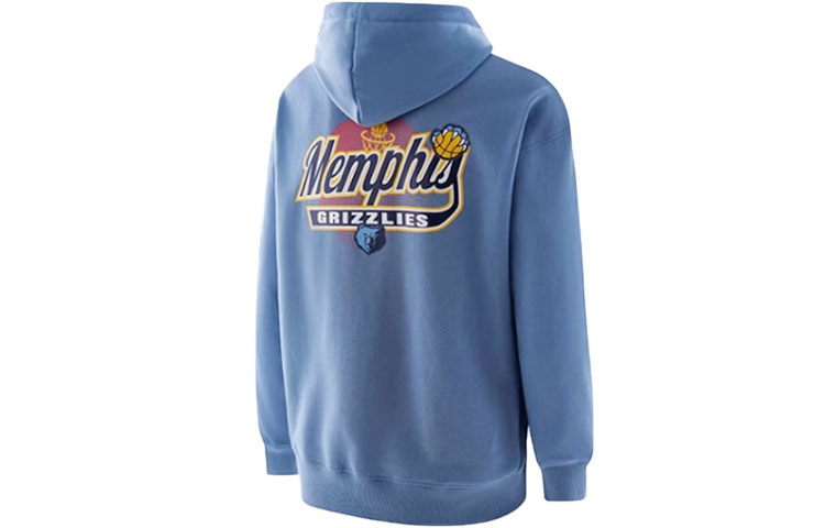 NBA Alphabet Print Sky Blue Hoodie Unisex Long Sleeve Pullover APHOD00033MEM65