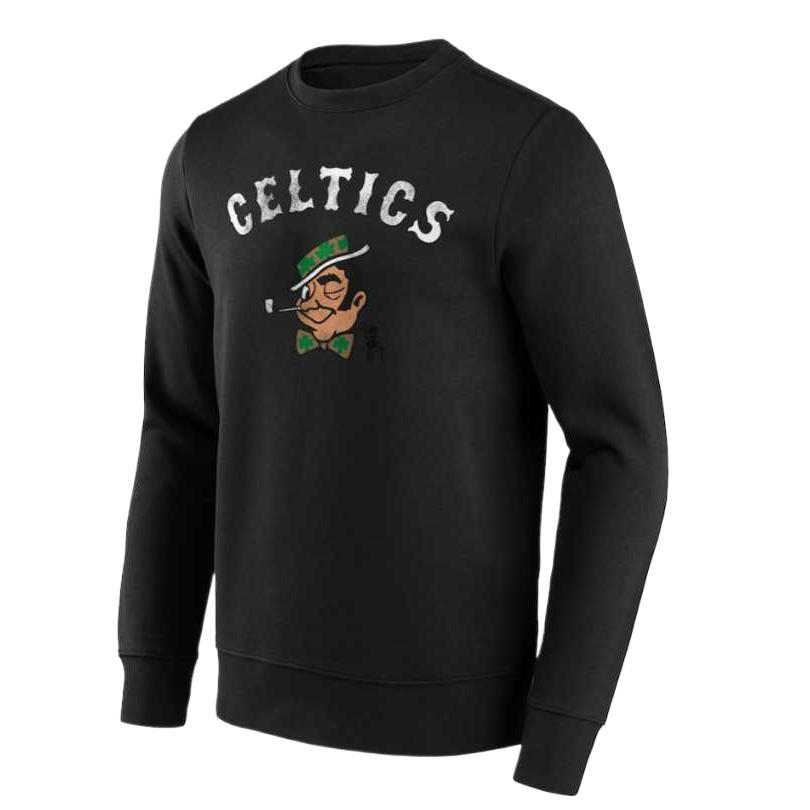 NBA Boston Celtics Fanatics Logo Print Crewneck Black Sweatshirt - Casual Wear 12089272