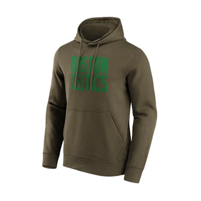 NBA Boston Celtics Letter Print Pullover Hoodie Army Green () 12088622