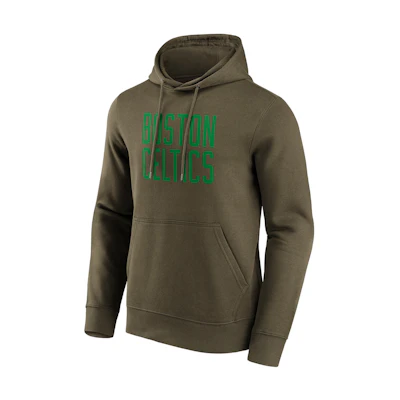 NBA Boston Celtics Wordmark Olive Green Pullover Hoodie Long Sleeve 12088652