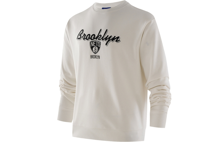 NBA Brooklyn Nets Alphabet Graphic White Sweatshirt Unisex Casual Style FCAPHO21CR11206BKN