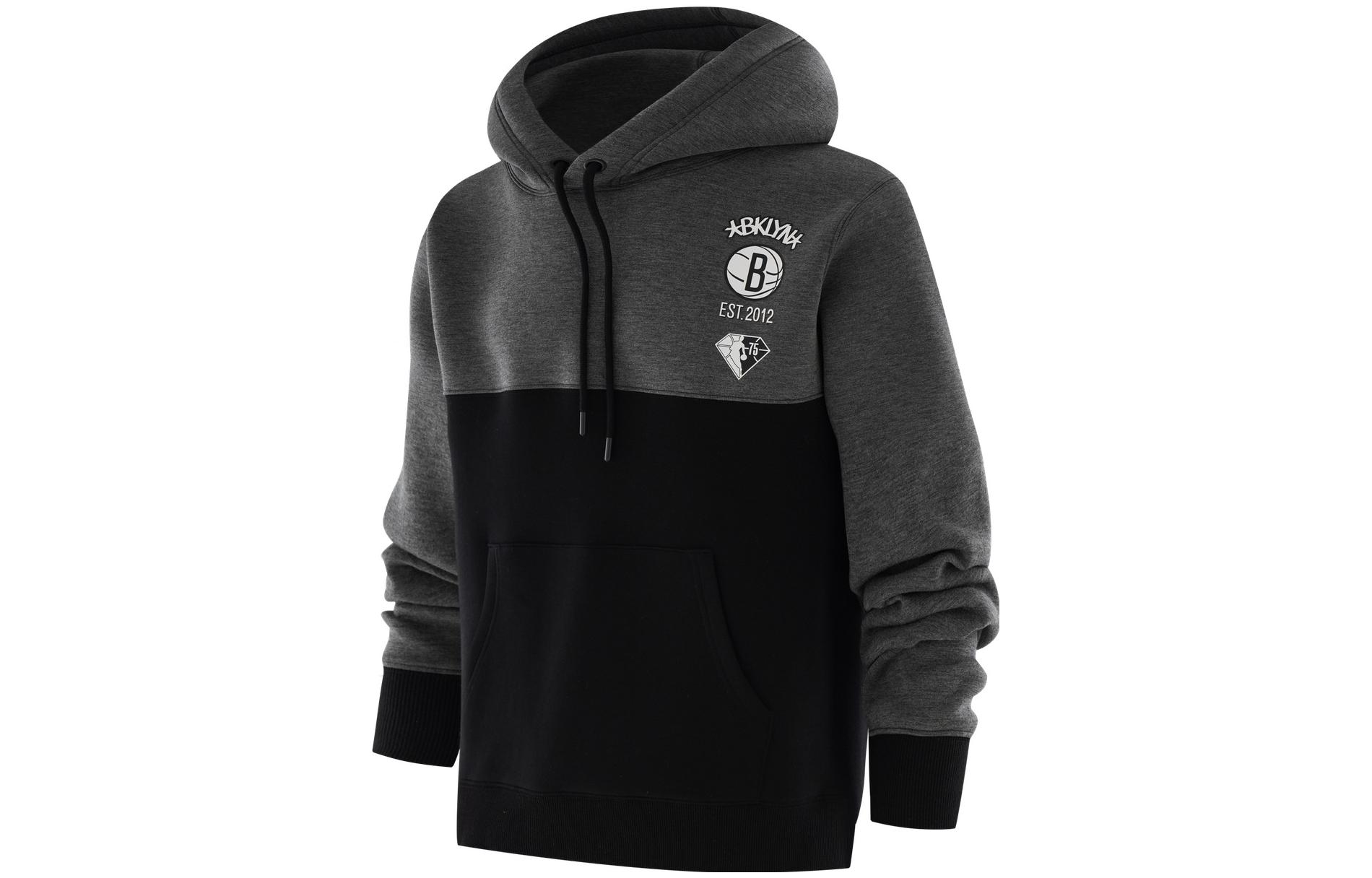 NBA Brooklyn Nets Black Colorblock Hoodie Unisex Casual Pullover F1APSP22HD11778BKN