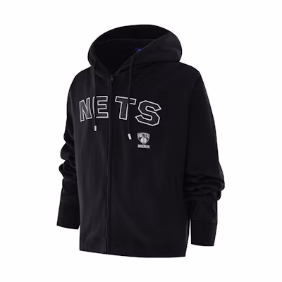 NBA Brooklyn Nets Casual Zip-Up Hoodie Black Unisex Long Sleeve F3APSP22HD11806BKN