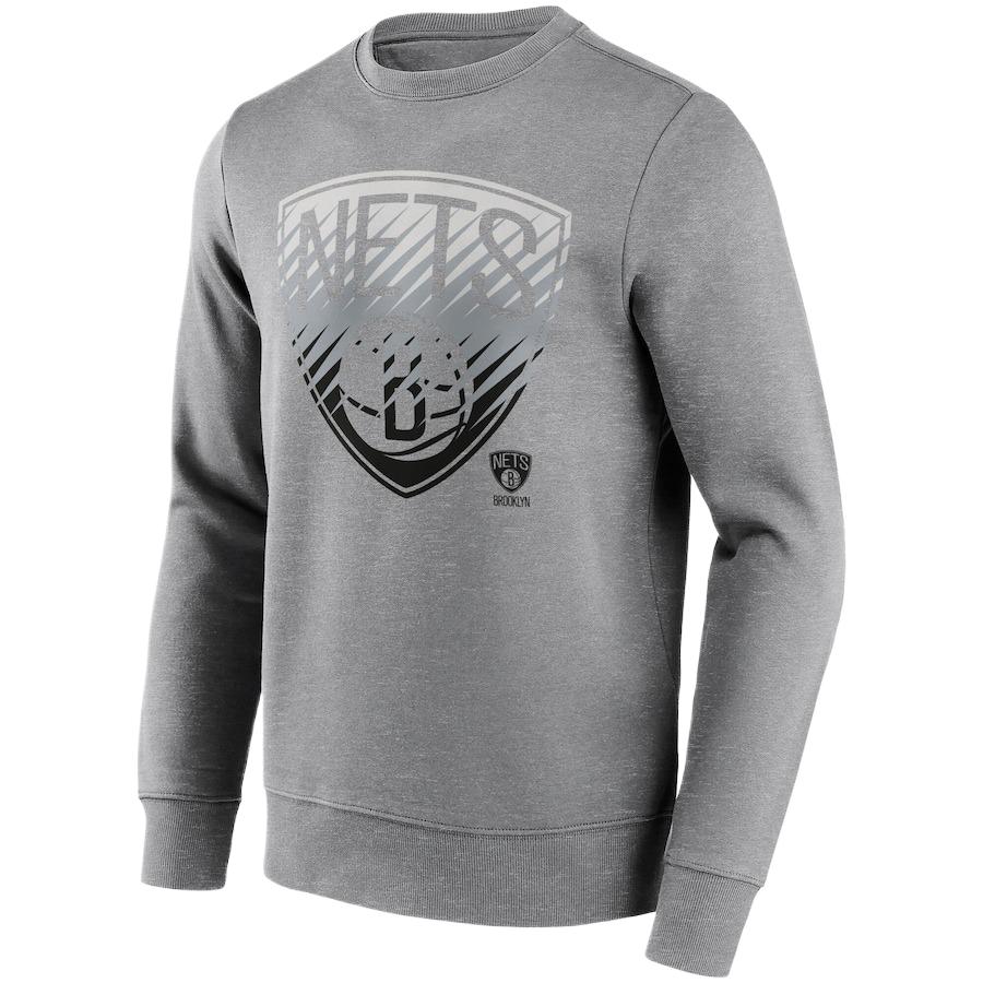 NBA Brooklyn Nets Fade Pattern Crewneck Sweatshirt Grey 12085455