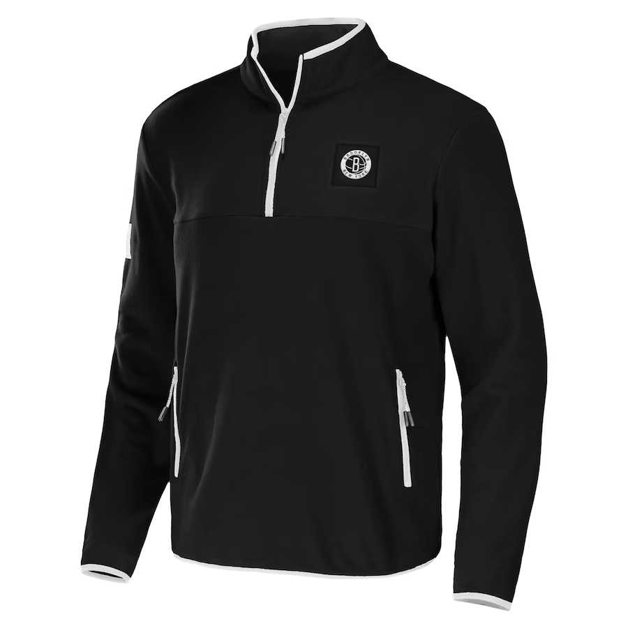 NBA Brooklyn Nets Fanatics Black Quarter-Zip Pullover Sweatshirt 13300852