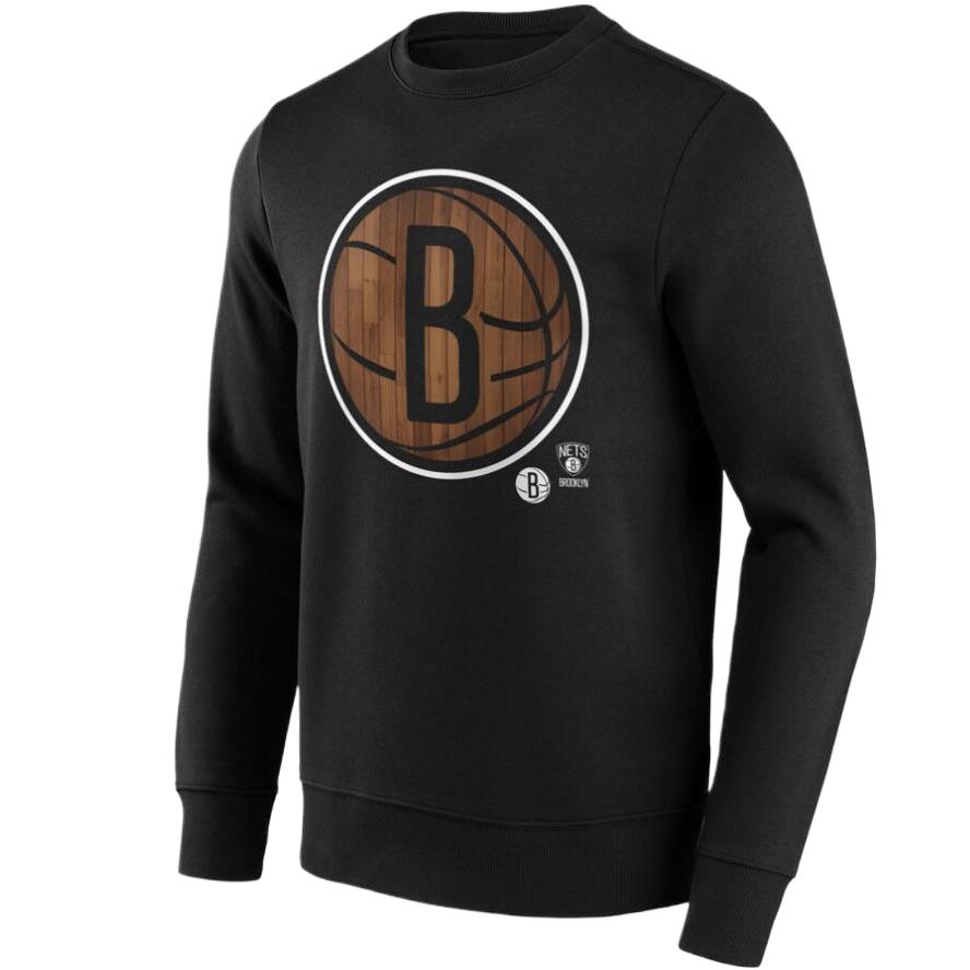 NBA Brooklyn Nets Hardwood Pattern Crewneck Sweatshirt Black () 12084805