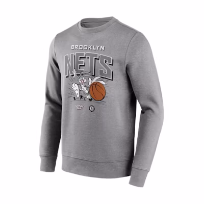NBA Brooklyn Nets Looney Tunes Bugs Bunny Crewneck Gray Sweatshirt 13327525