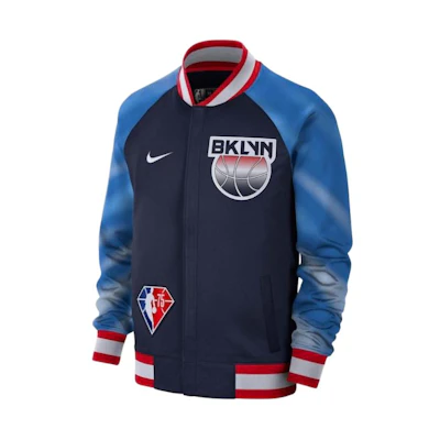 NBA Brooklyn Nets Nike City Edition Baseball Jacket Blue Long Sleeve 12062482