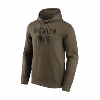 NBA Brooklyn Nets Olive Wordmark Hoodie Pullover Long Sleeve Sweatshirt 12088577