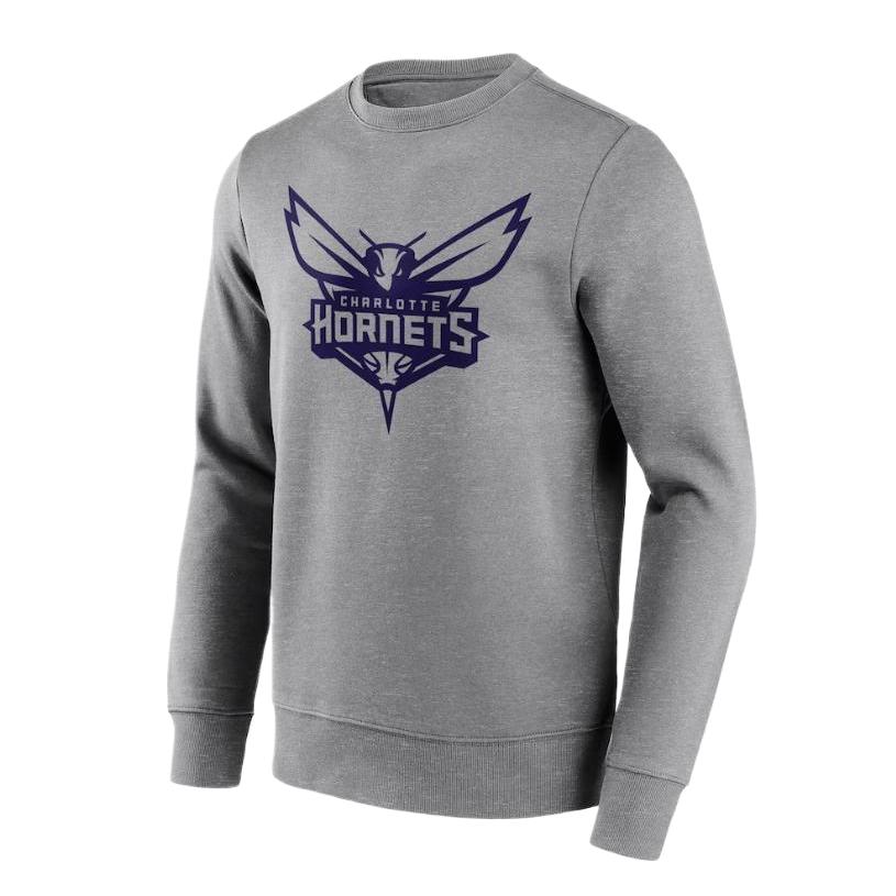 NBA Charlotte Hornets Alphabet Graphic Grey Long-Sleeve Sweatshirt 12092087