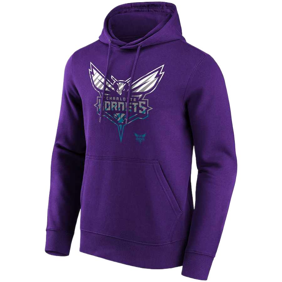 NBA Charlotte Hornets Fade Print Hoodie Purple Long Sleeve Casual Sweatshirt 12085041