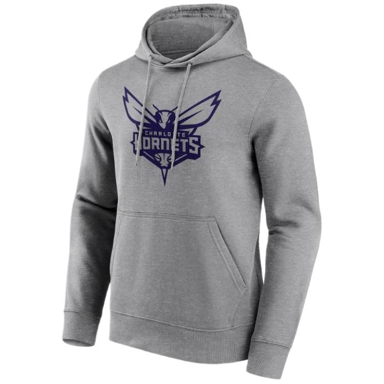 NBA Charlotte Hornets Fanatics Grey Hoodie Pullover with Letter Print Design 12088757