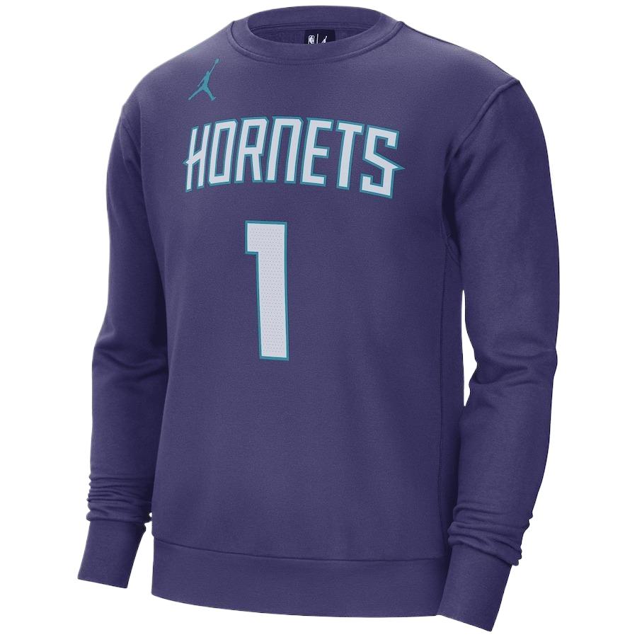 NBA Charlotte Hornets Nike Name & Number Crew Purple Sweatshirt - Long Sleeve 13374195