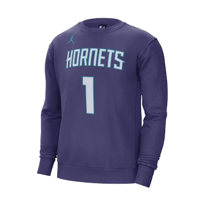 NBA Charlotte Hornets Nike Name & Number Crew Purple Sweatshirt - Long Sleeve 13374195