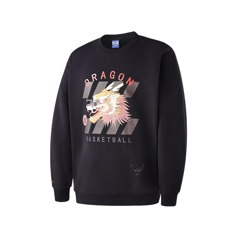 NBA Chicago Bulls Black Long Sleeve Crewneck Oversized Sweatshirt Unisex Casual APCRE00506CHI01