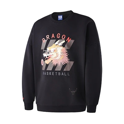 NBA Chicago Bulls Black Long Sleeve Crewneck Oversized Sweatshirt Unisex Casual APCRE00506CHI01