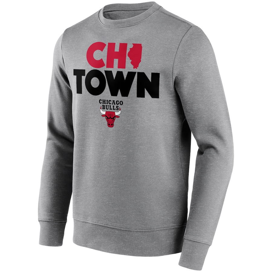NBA Chicago Bulls Fanatics Graphic Print Crewneck Sweatshirt Men’s Grey 12089285