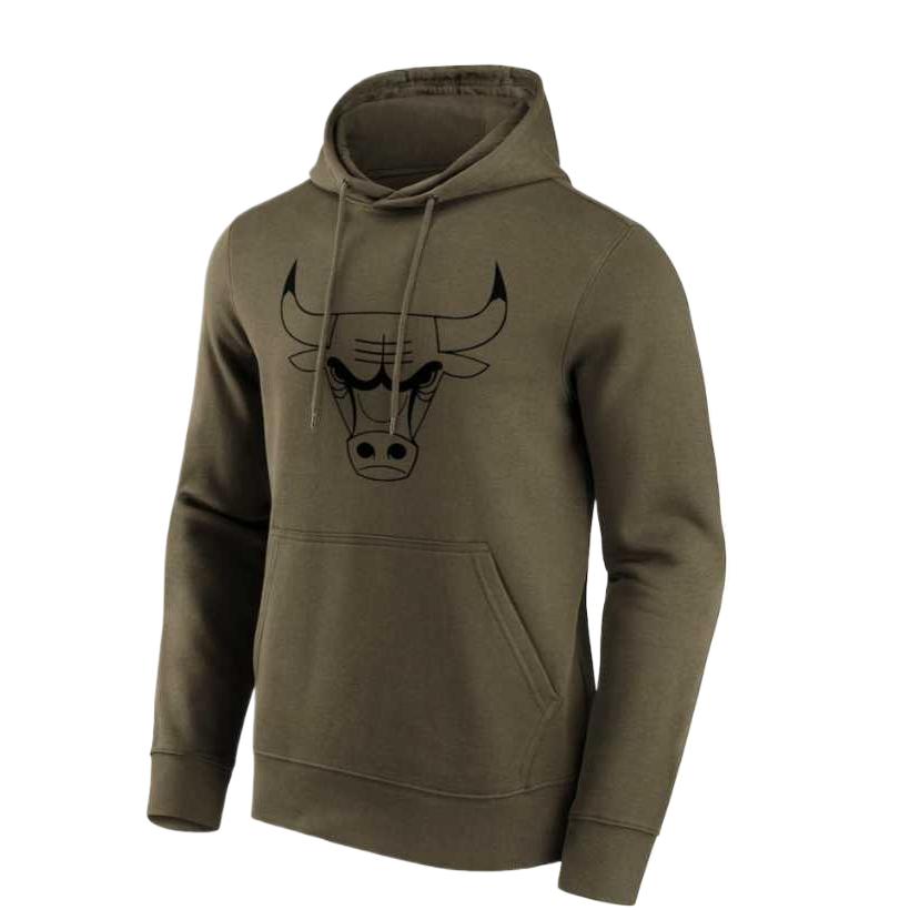 NBA Chicago Bulls Fanatics Olive Drawstring Hoodie Animal Pattern Casualwear 12087171