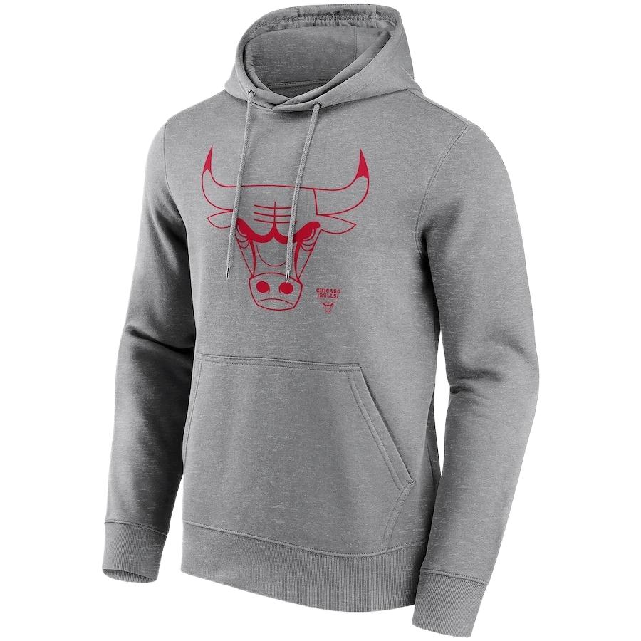 NBA Chicago Bulls Mono Logo Graphic Hoodie Pullover Long Sleeve - Gray 12088807