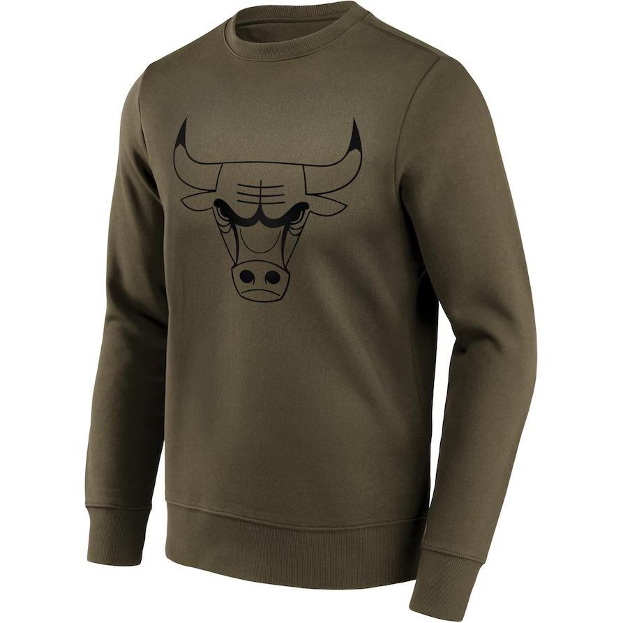 NBA Chicago Bulls Preferred Crewneck Pullover Graphic Sweatshirt Olive Green Men 12087136