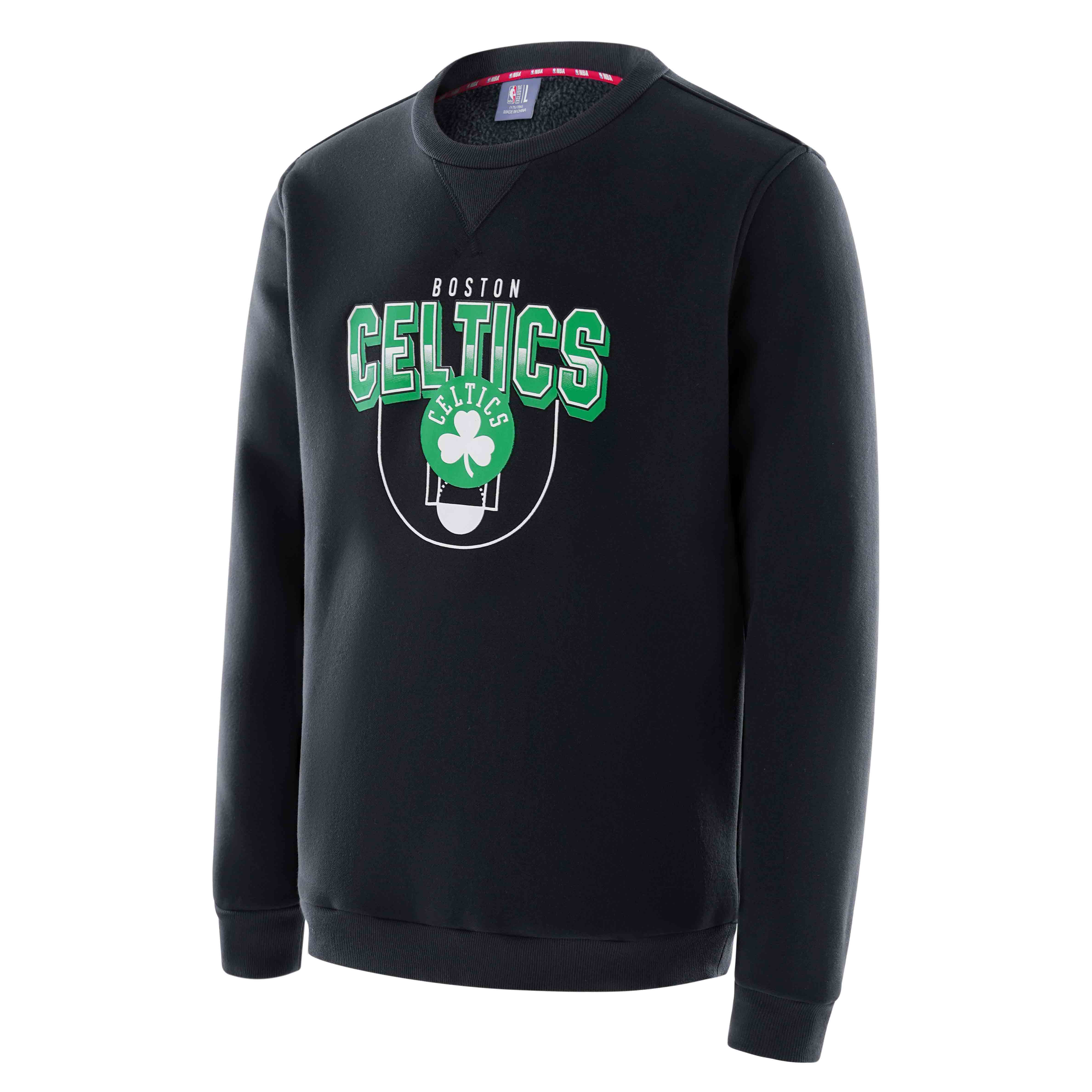 NBA Courtside Boston Celtics Letter Print Crewneck Sweatshirt Midnight Black F3APHO22CR13725BOS